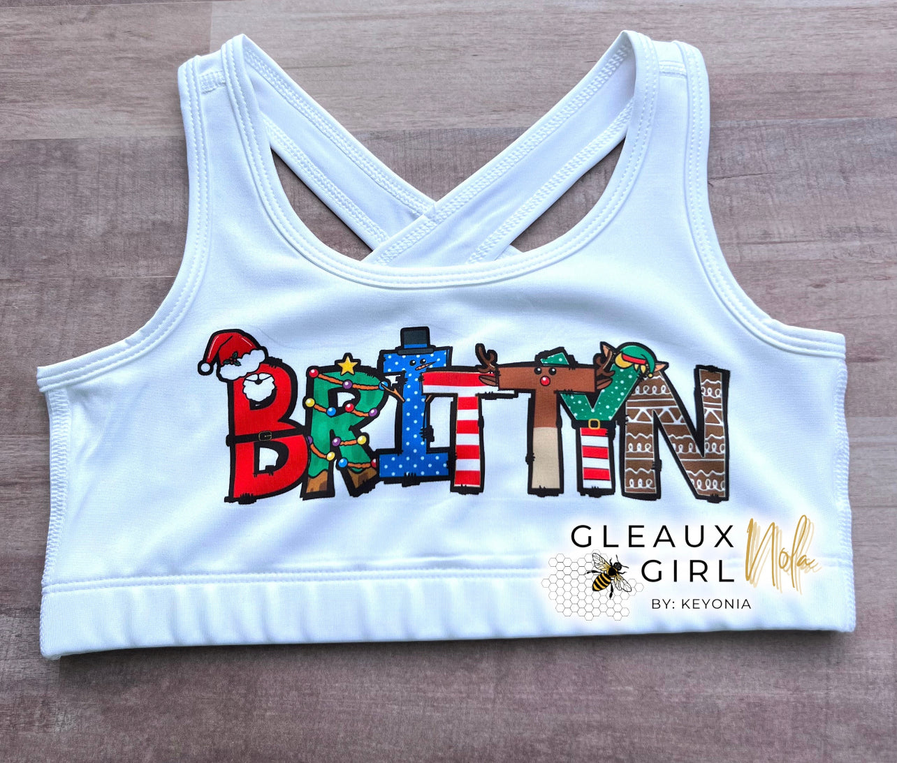 Custom Christmas Doodle Sports Bra