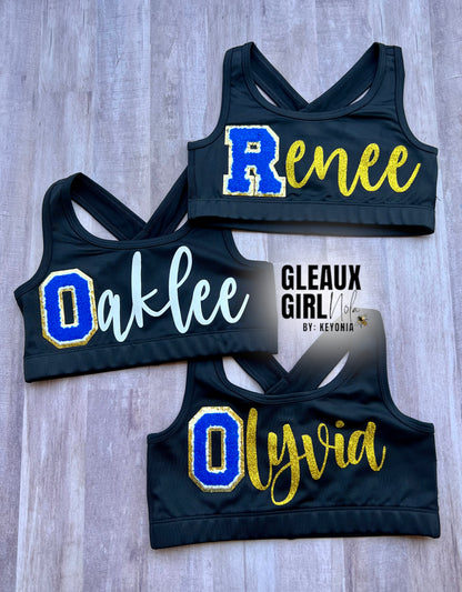 Custom Initial/Name VarsLetter Sports Bra -Youth