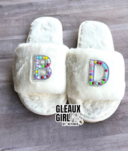 Custom Initial Fluffy Slippers