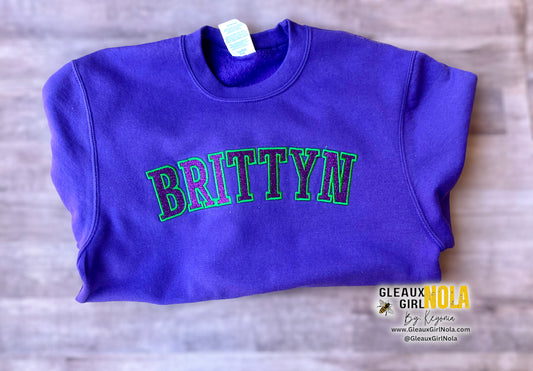 Custom glitter Appliqué Embroidered Sweatshirt -Youth