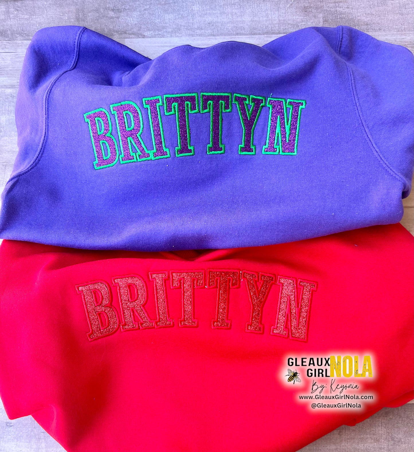 Custom glitter Appliqué Embroidered Sweatshirt -Youth