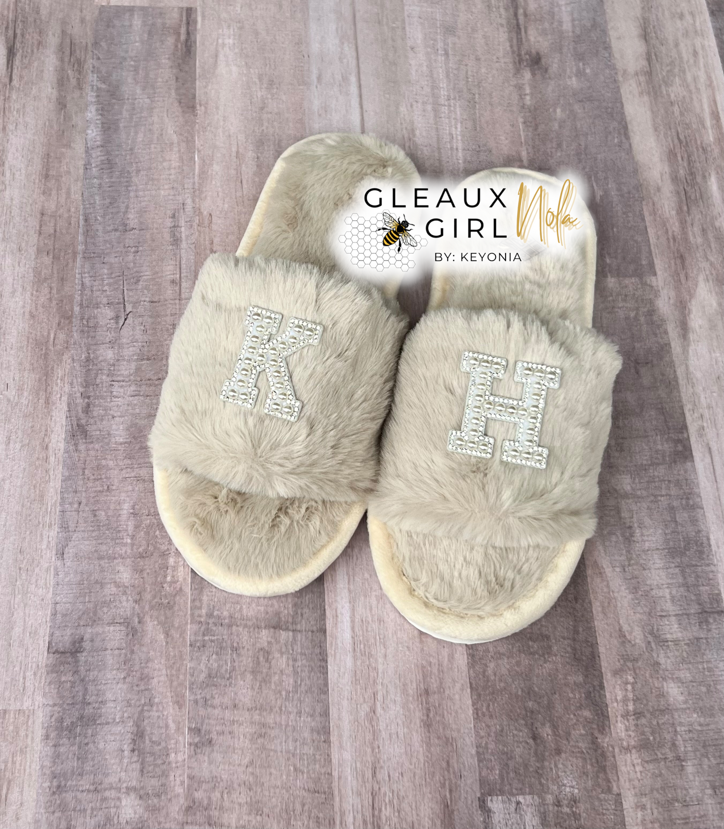 Custom Initial Fluffy Slippers