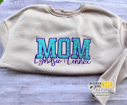 Custom Glitter Appliqué Embroidered Sweatshirt -Adult