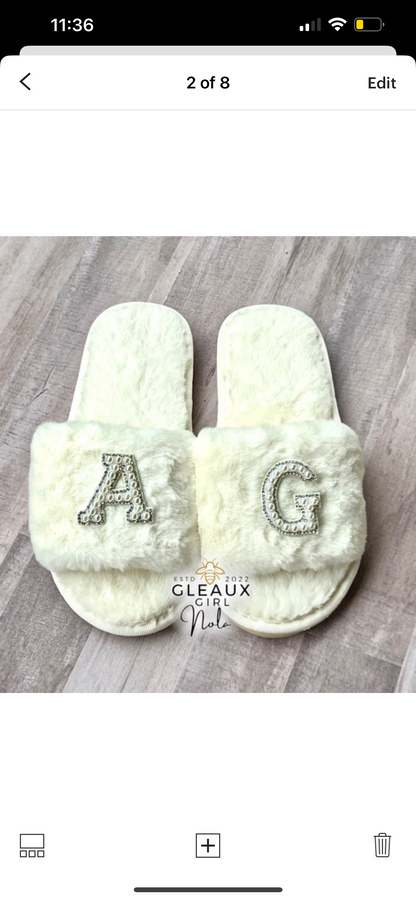 Custom Initial Fluffy Slippers