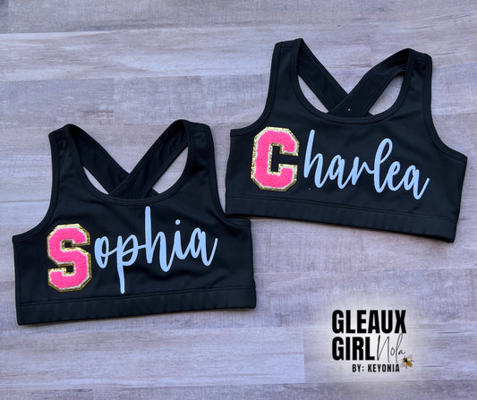 Custom Initial/Name VarsLetter Sports Bra -Youth