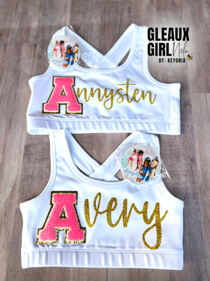 Custom Initial/Name VarsLetter Sports Bra -Youth